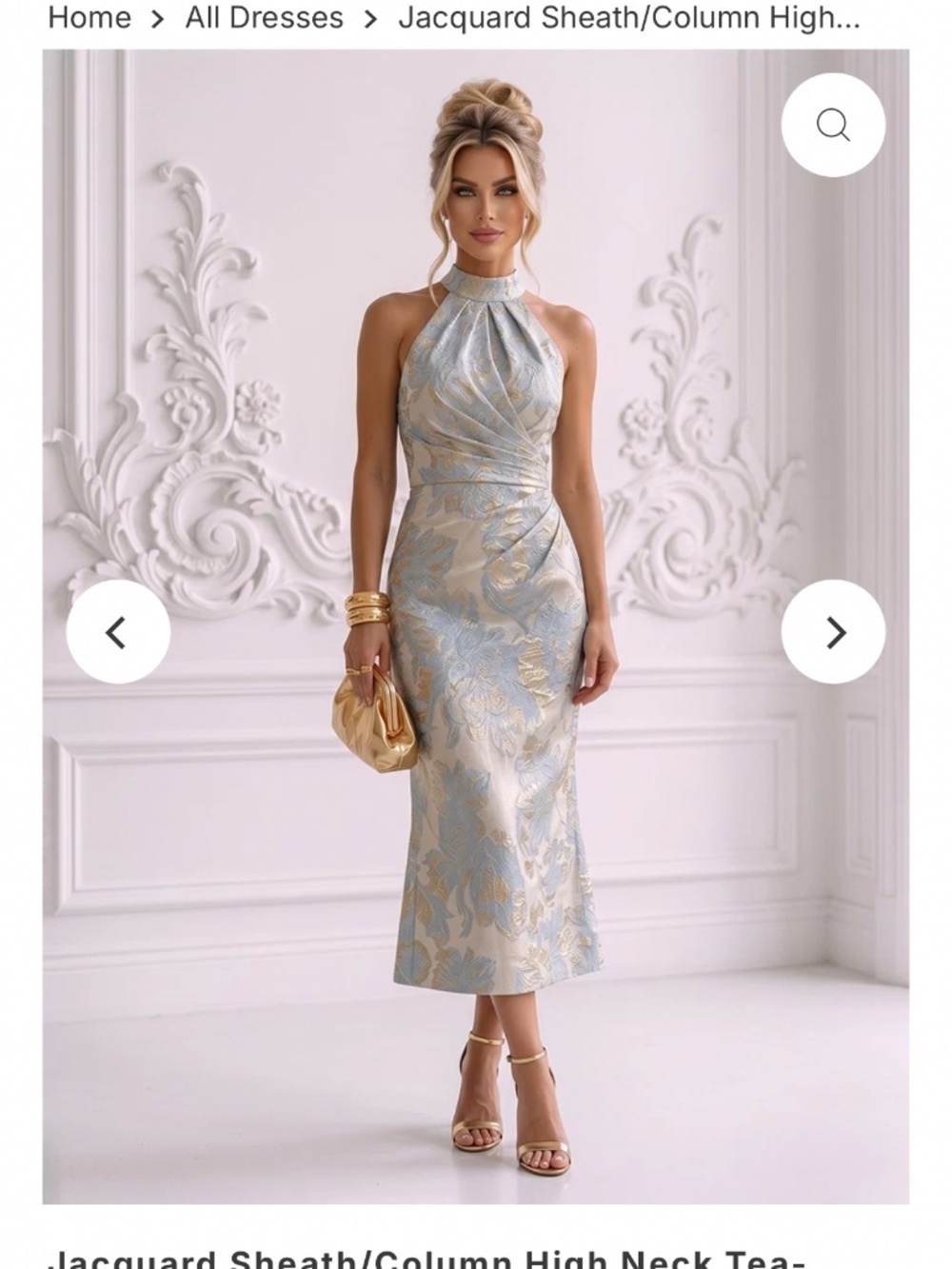 Shirees Sheath/ column high neck jacquard dress